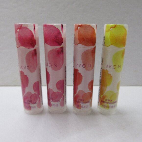 Avon Petals Lip Balm -Raspberry, Berry, Coconut Flower Lot of 4 Assorted NEW - Picture 1 of 16